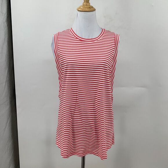 Michael Kors Tank Top Womens M Medium Watermelon Striped Sleeveless Crew Neck - Picture 2 of 12